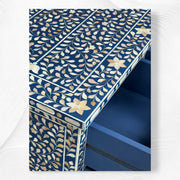 Navy Blue Mother of Pearl Inlay Chest Of 7 Drawers Large