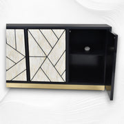 Nola Full Bone Inlay 3 Door Credenza Black 2