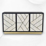Nola Full Bone Inlay 3 Door Credenza Black 5