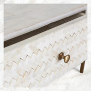Luxury Bedside Table – Nora Herringbone Bone Inlay Nightstand