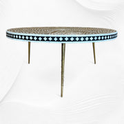 Opal MOP Inlay Round Coffee Table Floral Black 1