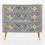 Optical Bone Inlay 3 Drawer Chest Black 1