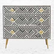 Optical Bone Inlay 3 Drawer Chest Black 1
