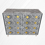 Optical Bone Inlay 8 Drawer Chest Black 2