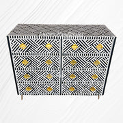Optical Bone Inlay 8 Drawer Chest Black 2