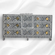 Optical Bone Inlay 9 Drawer Chest with Bone Base Black 1