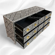 Optical Bone Inlay 9 Drawer Chest with Bone Base Black 5