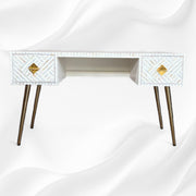 Optical MOP Inlay Desk 2 Drawers White 5