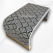 Geometric optical design coffee table with bone inlay and metal base