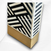 Optical Waterfall Bone Inlay Coffee Table Black Brass Base 4