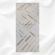 Optical Waterfall Bone Inlay Coffee Table White Brass Base 4