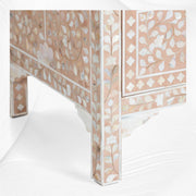 Pale Pink Mother Of Pearl Inlay 3 Drawer Chest Floral 1