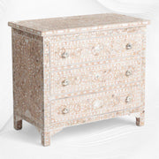 Pale Pink Mother Of Pearl Inlay 3 Drawer Chest Floral 3