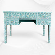 Pastel Turquoise Mother of Pearl Inlay 5 Drawer Desk 6