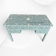 Pastel Turquoise Mother of Pearl Inlay 5 Drawer Desk 5
