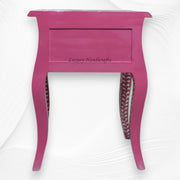 Pink Mother Of Pearl Inlay French Bedside 1 Drawer Floral Design