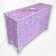 Purple Mother Of Pearl Inlay Chest Of 7 Drawers Large 3