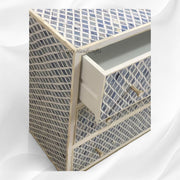 Quatrefoil Colored Bone Inlay Chest of 6 Drawers Blue 3