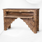 Reclaimed Wood Hand Carved Console Table 3