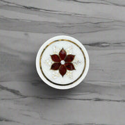 Red Carnelian Flower Table Top Round 1