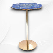 Rose Brass Side Table with Lapis Lazuli Gemstone 3