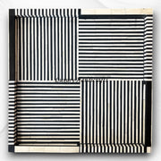 Luxury Bone Inlay Square Tray with Stripe Design in Black

