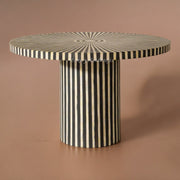 Rue Bone Inlay Stripe Dining Table Black