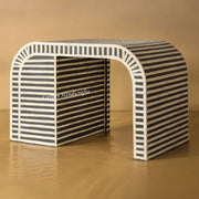  Rue Bone Inlay Waterfall 3 Drawers Desk Black 5