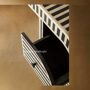  Rue Bone Inlay Waterfall 3 Drawers Desk Black 4