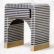 Elegant 1 Drawer Black Nightstand – Sadie Bone Inlay Side Table