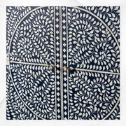 Scroll Vine Bone Inlay Bar Cabinet Blue 3