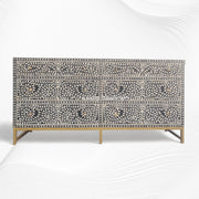 Scroll Vine Bone Inlay 6 Drawer Dresser Black 6