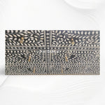 Scroll Vine Bone Inlay 6 Drawer Dresser Black 4