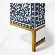 Scroll Vine Bone Inlay 6 Drawer Dresser Blue