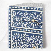 Scroll Vine Bone Inlay 6 Drawer Dresser Blue 3