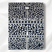 Scroll Vine Bone Inlay Entryway Cabinet Navy Blue 5