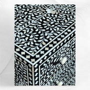 Scroll Vine Bone Inlay Chest of 3 Drawers Black 4