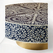 Scroll Vine Bone Inlay Coffee Table Indigo Blue 2