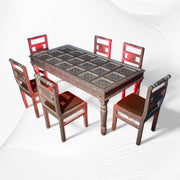 Sophie Hand Painted Bone Inlay 6 Seater Dining Table Set 6