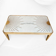 Starburst Marble Brass Inlay Rectangular Coffee Table Natural Finish 2