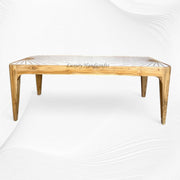 Starburst Marble Brass Inlay Rectangular Coffee Table Natural Finish 4