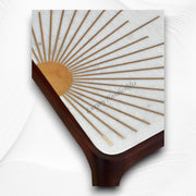 Starburst Marble Brass Inlay Rectangular Coffee Table Walnut Finish 3