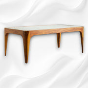 Starburst Marble Brass Inlay Rectangular Coffee Table White 3