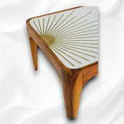 Starburst Marble Brass Inlay Rectangular Coffee Table White 1