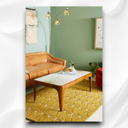 Starburst Marble Brass Inlay Rectangular Coffee Table White