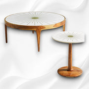 Starburst Marble Brass Inlay Round Coffee Table 5