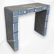 Savi Stripe Bone Inlay Console Blue