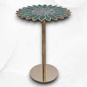 Sunflower Brass Side Table with Green Aventurine 3