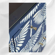 Swan Mother of Pearl Inlay Bar Cabinet Glass Navy Blue 6