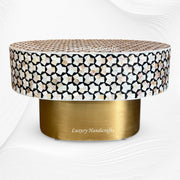 Small Targua Mother of Pearl Inlay Center Table Oval Black 5